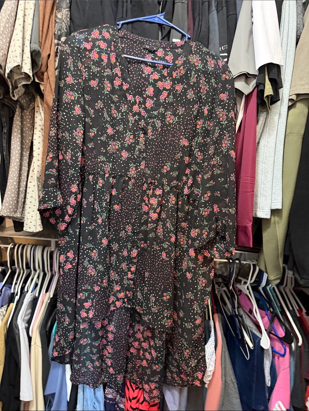 torrid Black with Pink Rose Floral Print Hi Low Top